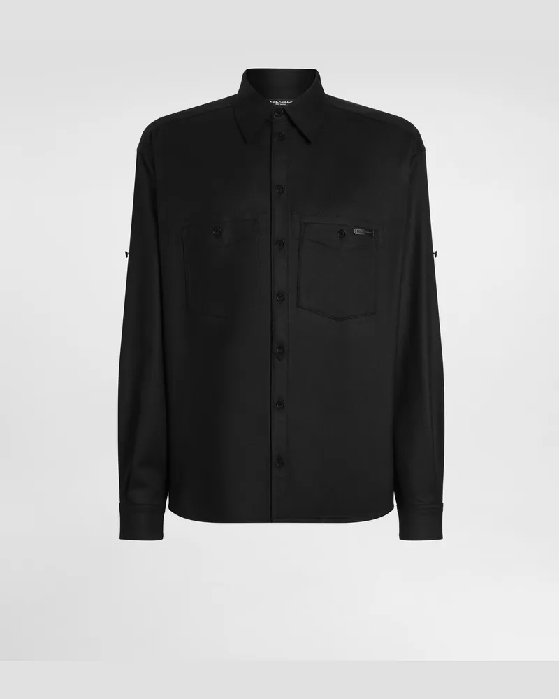 Dolce & Gabbana Oversized Flannel Shirt - Mann Hemden Schwarz Black