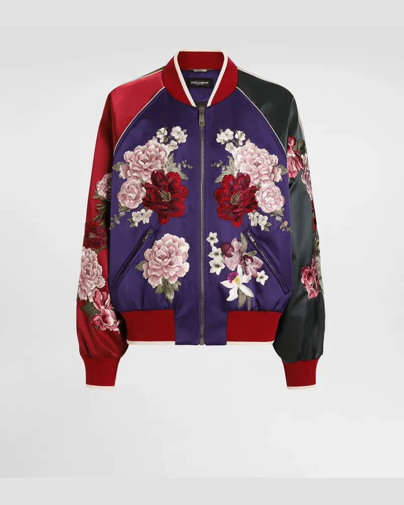 Dolce & Gabbana Satinjacke Mit Patches - Mann Mäntel Und Jacken Mehrfarbig Mehrfarbig