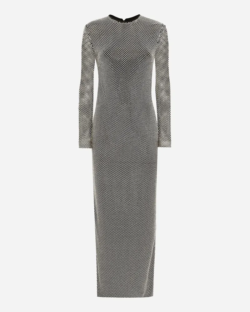 Dolce & Gabbana Langes Kleid Aus Crystal-mesh - Frau Kleider Silber Silber