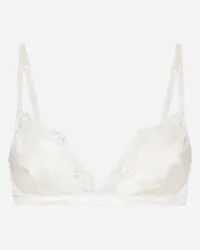 Dolce & Gabbana Soft-Cup-BH aus Satin mit Spitze Weiss