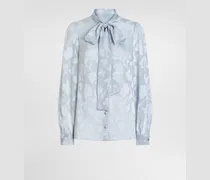 Fil-coupé-chiffonbluse Aus Floralem Jacquard - Frau Blusen Und Tops Azurblau