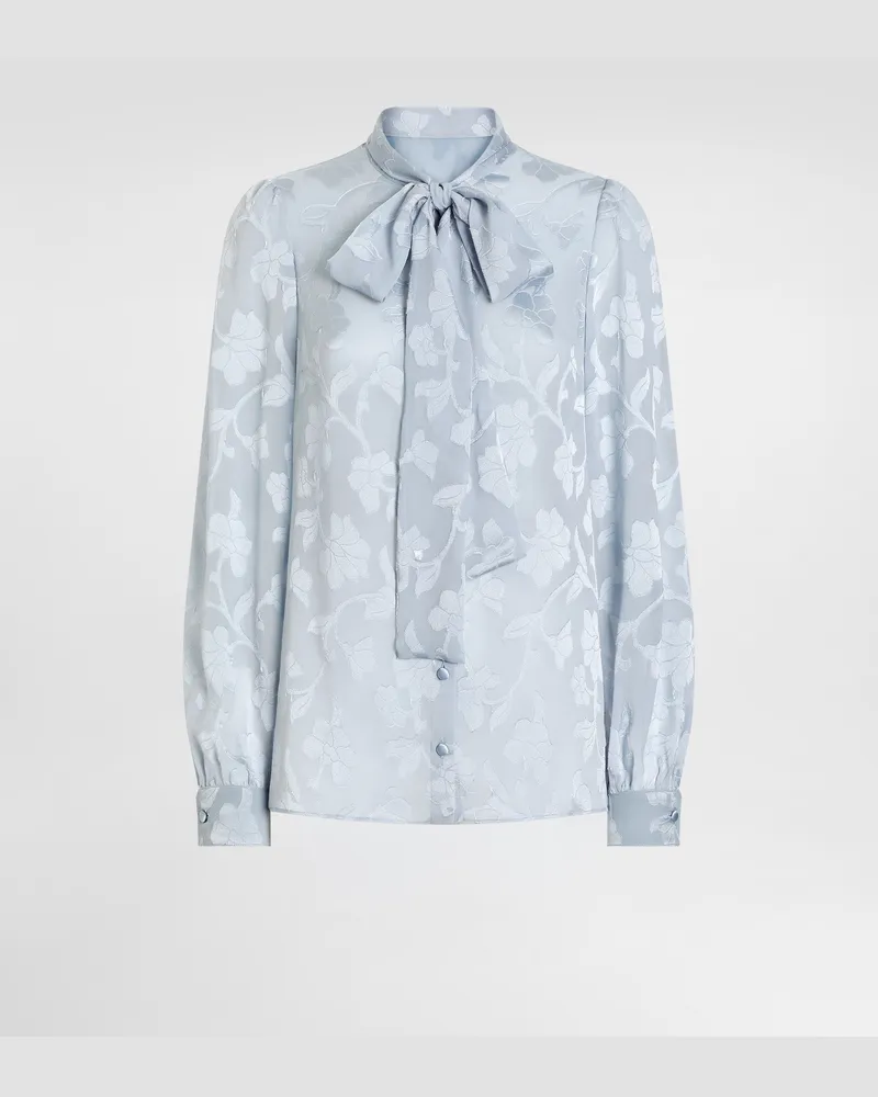 Dolce & Gabbana Fil-coupé-chiffonbluse Aus Floralem Jacquard - Frau Blusen Und Tops Azurblau Azurblau