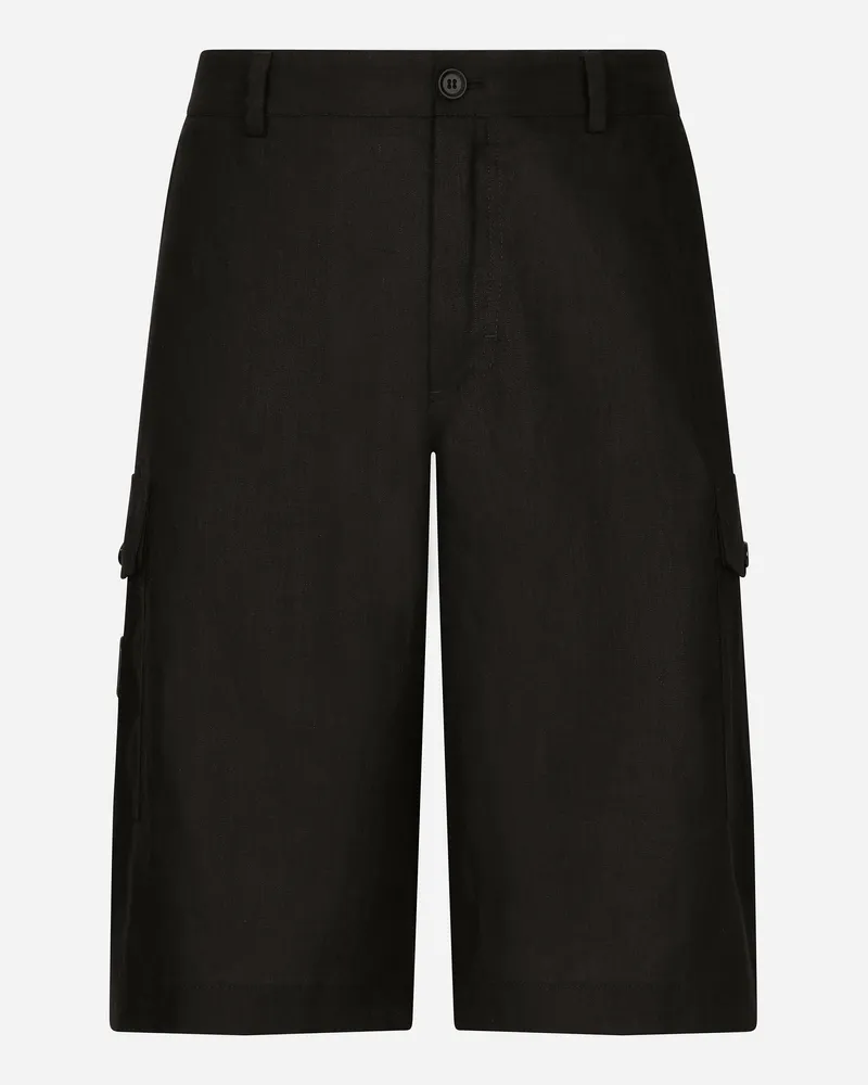 Dolce & Gabbana Cargo-bermudas Aus Leinen - Mann Hosen Und Shorts Schwarz Schwarz