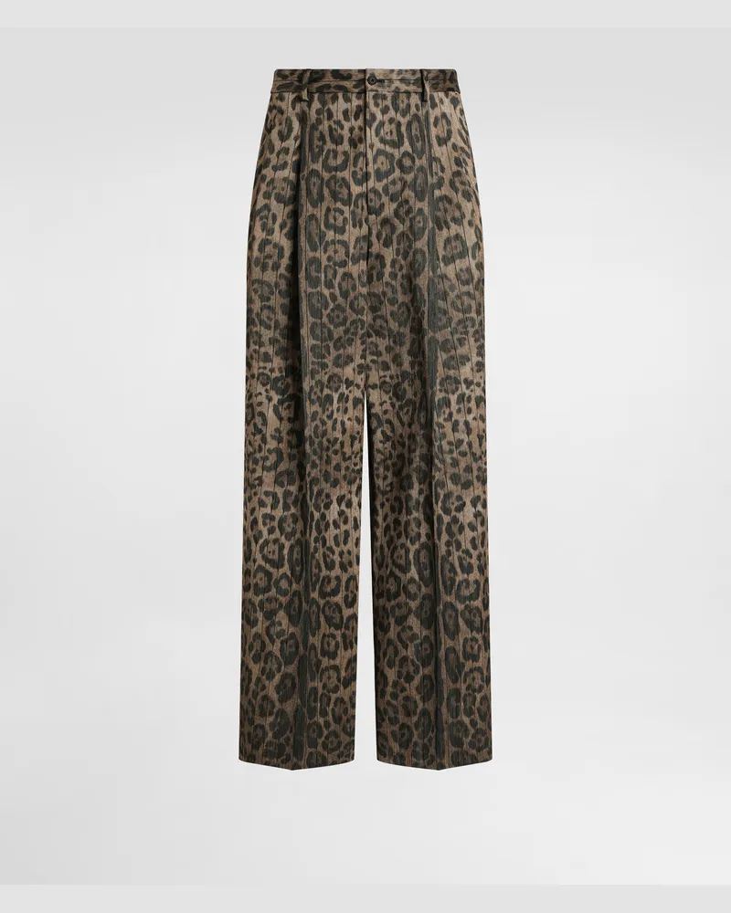 Dolce & Gabbana Leopard-print Jacquard Trousers - Mann Hosen Und Shorts Animalprint Drucken