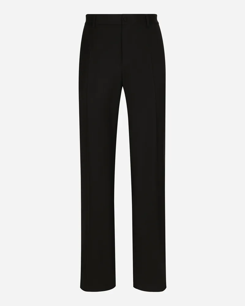 Dolce & Gabbana Hose Aus Wollstretch Mit Geradem Bein - Mann Hosen Und Shorts Schwarz Black