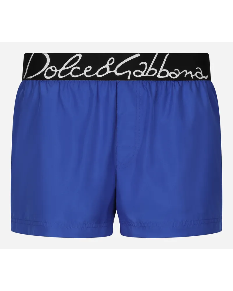 Dolce & Gabbana Kurze Badeshorts Dolce&Gabbana-Logo Blau