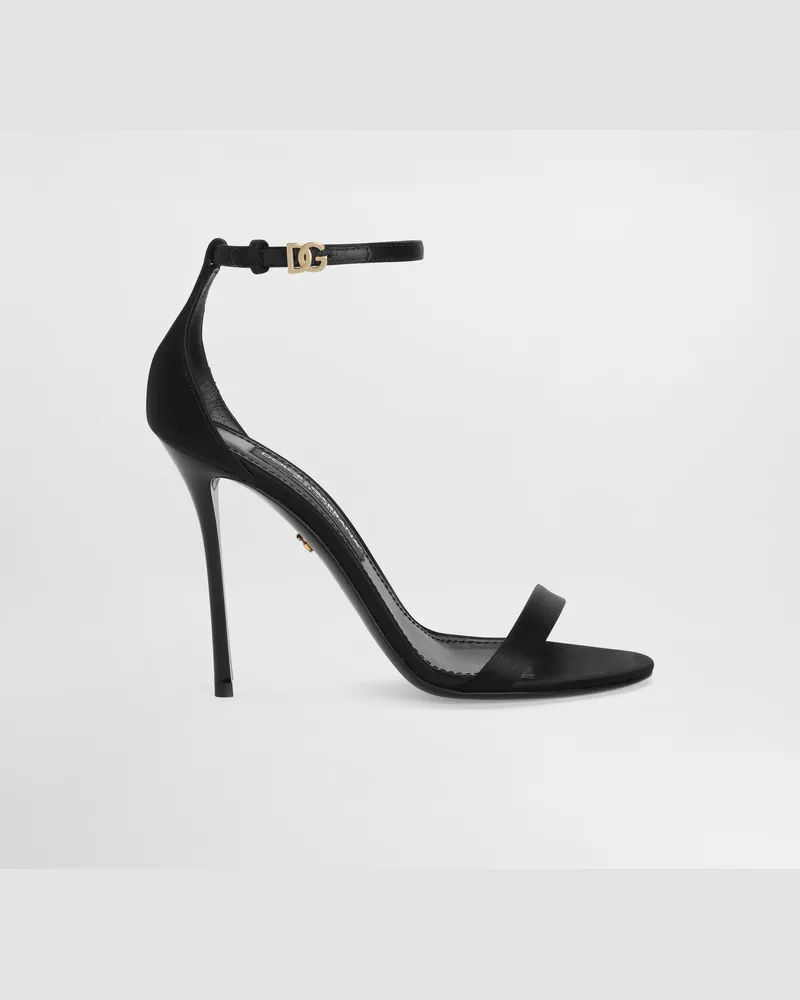 Dolce & Gabbana Keira Satin Sandal - Frau Sandalen Und Wedges Schwarz Viskose Black