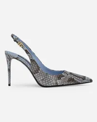 Dolce & Gabbana Slingback aus Pythonleder Hellblau