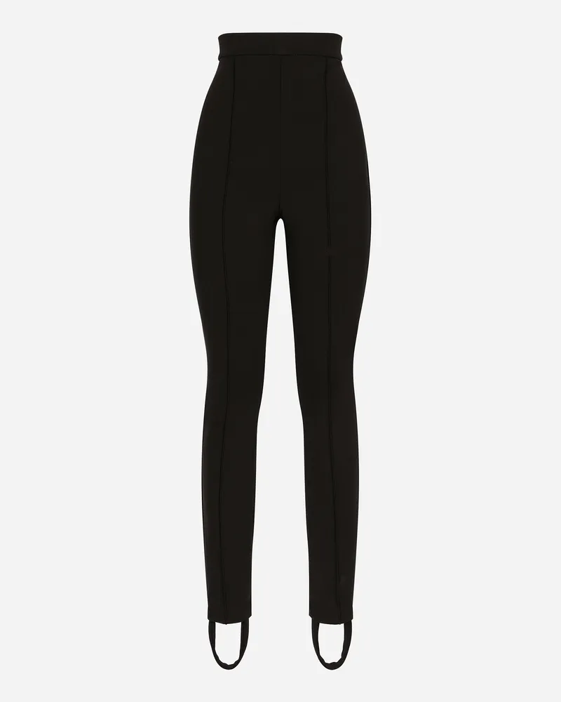 Dolce & Gabbana Jersey-leggings Aus Milano Ripp Mit Steg - Frau Hosen Und Shorts Schwarz Viskose Schwarz