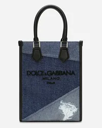 Dolce & Gabbana Kleine Tasche aus Patchwork-Denim Blau