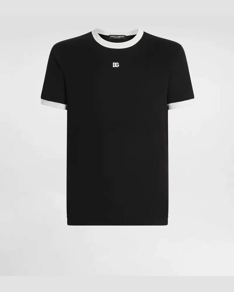 Dolce & Gabbana T-shirt Aus Baumwolle Mit Stickerei - Mann T-shirts Und Polos Schwarz Schwarz