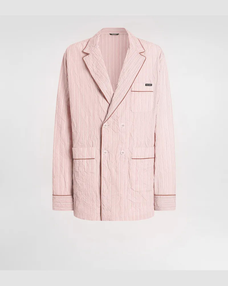 Dolce & Gabbana Crinkled Striped Fabric Shirt-style Vanity Robe - Mann Hemden #n/d Mehrfarbig