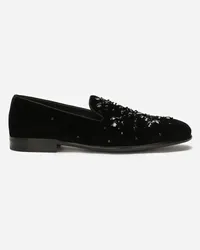 Dolce & Gabbana Slipper aus Samt Schwarz