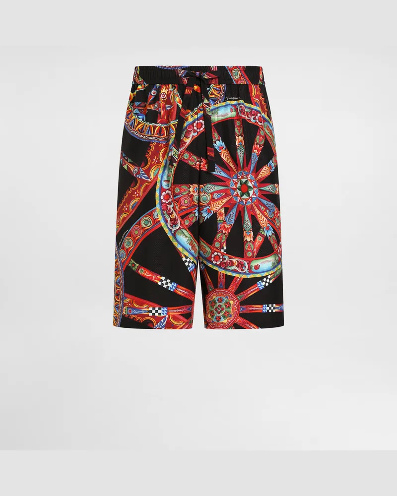 Dolce & Gabbana Bermudashorts Vanity Aus Seidenjacquard Mit Carretto-print - Mann Hosen Und Shorts Mehrfarbig Mehrfarbig