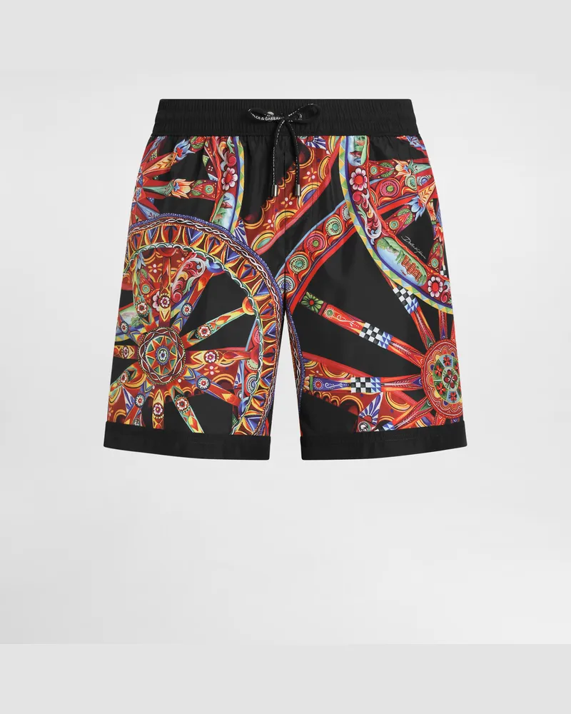 Dolce & Gabbana Badeboxershorts Mit Carretto-print - Mann Beachwear Mehrfarbig Mehrfarbig