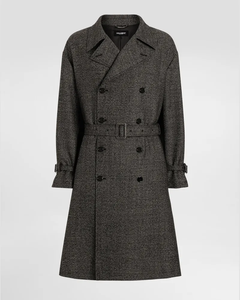 Dolce & Gabbana Zweireihiger Trenchcoat Aus Wolle - Mann Mäntel Und Jacken Mehrfarbig Mehrfarbig