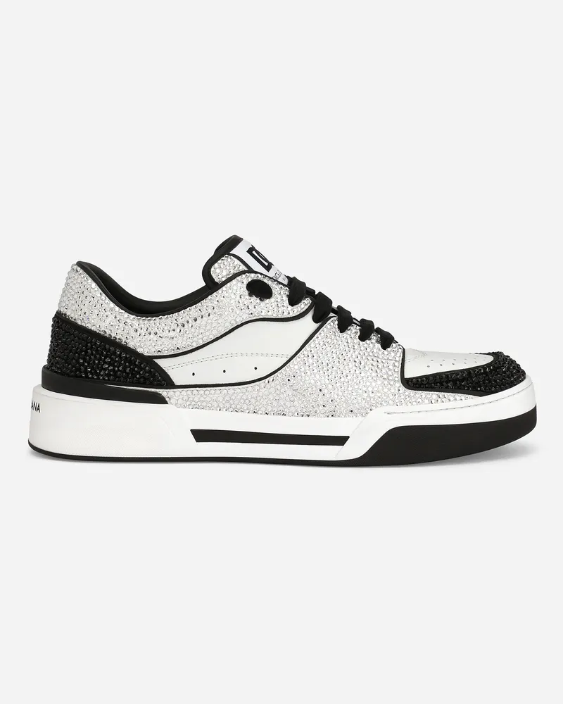 Dolce & Gabbana Sneaker New Roma Aus Kalbsleder Mit Thermostrass - Mann Sneakers Schwarz Leder Mehrfarbig