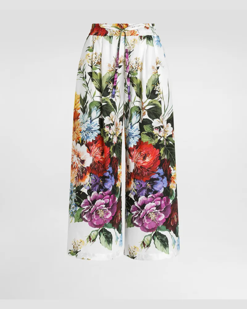 Dolce & Gabbana Hose Aus Popeline Mit Blumenbouquet-print - Frau Hosen Und Shorts Drucken Drucken