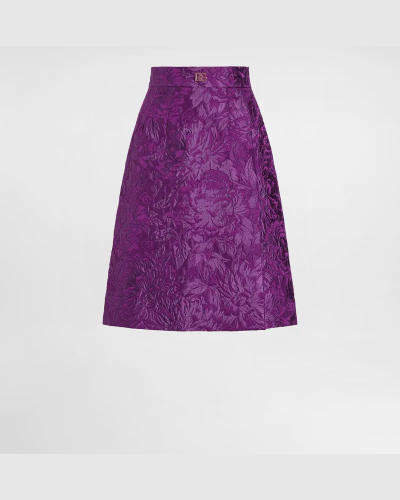 Dolce & Gabbana Peony Brocade Skirt - Frau Röcke Purple Purple