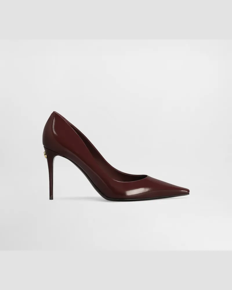 Dolce & Gabbana Pumps Aus Glänzendem Kalbsleder - Frau Pumps Und Slingbacks Bordeaux Leder Burgunderrot