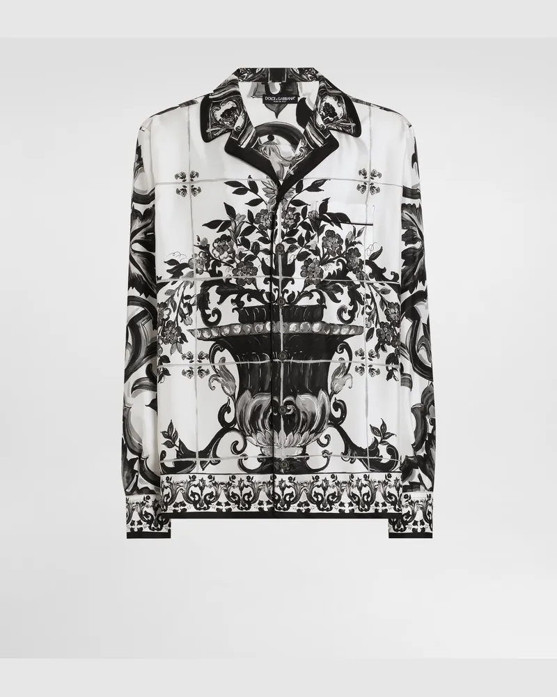 Dolce & Gabbana Hemd Vanity Aus Twill Mit Majolika-print - Mann Hemden Mehrfarbig Mehrfarbig
