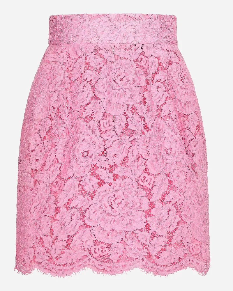 Dolce & Gabbana Minirock Aus Floraler Kordelspitze Mit Logo - Frau Röcke Rosa Rosa