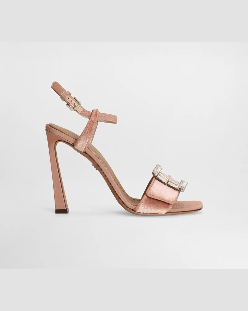 Dolce & Gabbana Sandalette Aus Samt Mit Schmuckschnalle - Frau Sandalen Und Wedges Rosa Rosa