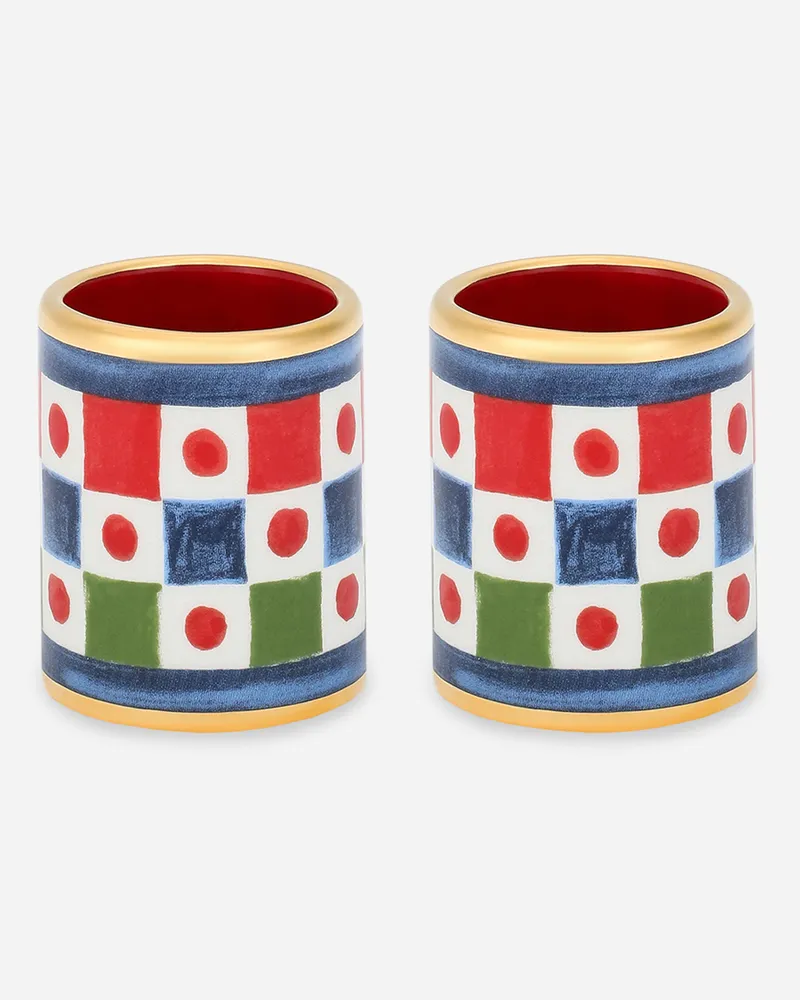 Dolce & Gabbana Set Mit 2 Großen Serviettenringen Aus Porzellan - Serviettenringe Mehrfarbig Mehrfarbig