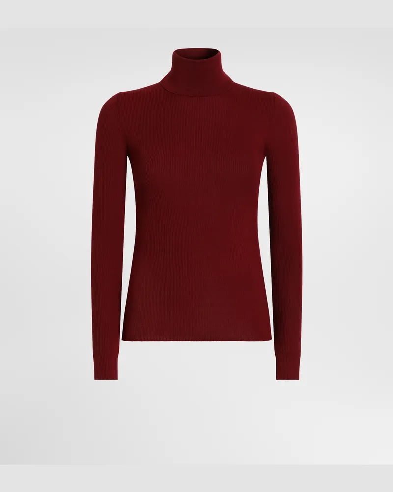 Dolce & Gabbana Rollkragenpullover Aus Geripptem Kaschmir - Frau Strickwaren Bordeaux Bordeaux