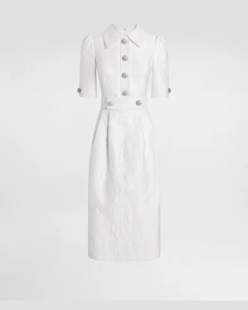 Dolce & Gabbana Floral Jacquard Dress - Frau Kleider Wei White