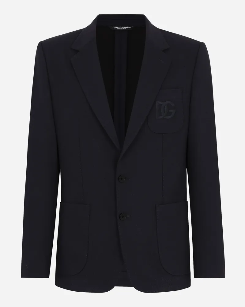Dolce & Gabbana Einreihige Jacke Aus Stretchjersey - Mann Anzüge Und Blazer Blau Blau