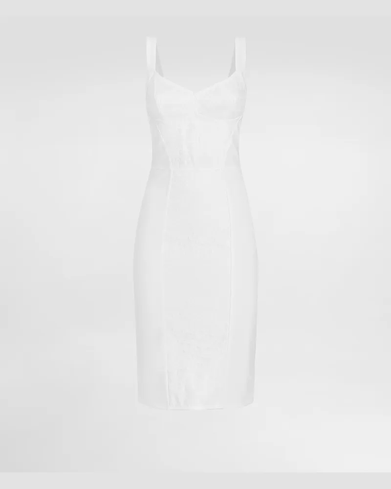 Dolce & Gabbana Corset Bustier Dress - Frau Kleider Wei� Satin Weiss