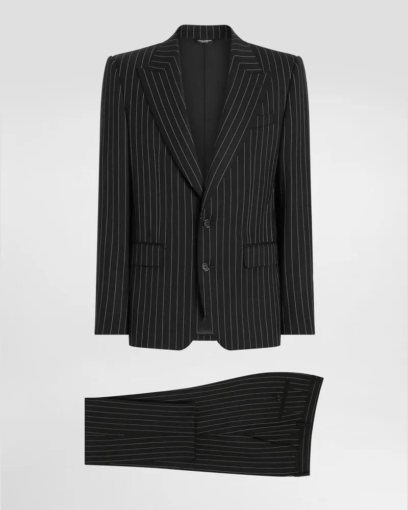 Dolce & Gabbana Einreihiger Nadelstreifenanzug Sicilia Aus Wolle In Stretchqualität - Mann Anzüge Und Blazer #n/d Wolle Mehrfarbig