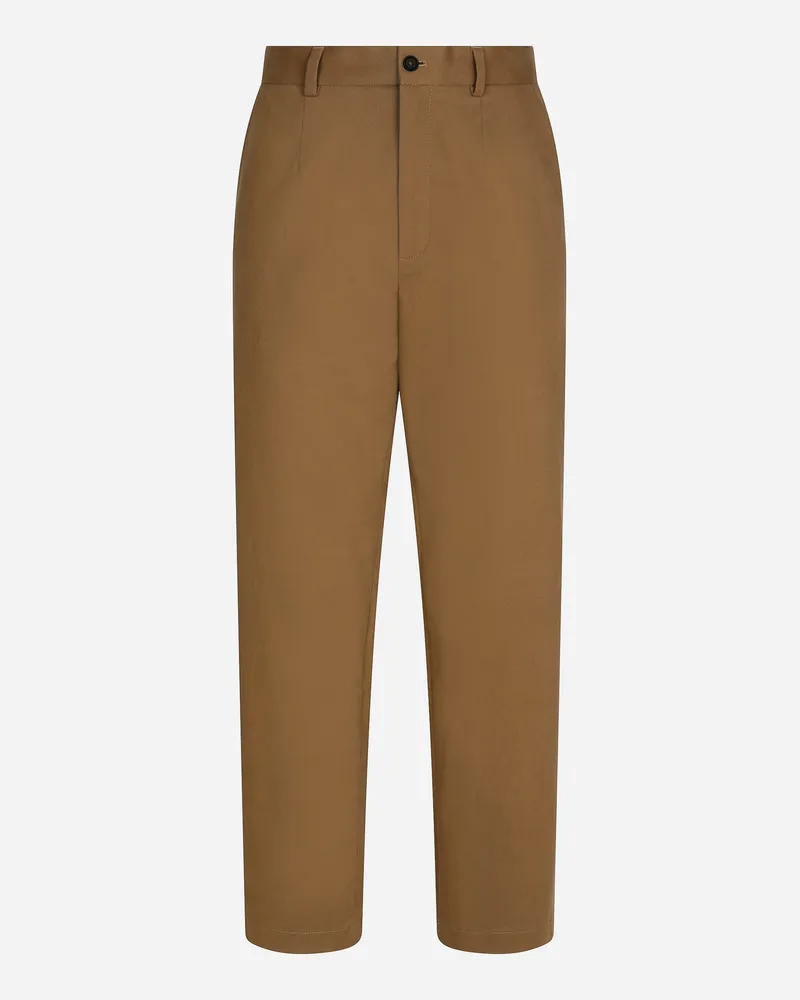 Dolce & Gabbana Hose Aus Stretch-drillich Mit Logo-etikett - Mann Hosen Und Shorts Grau Baumwolle Grau
