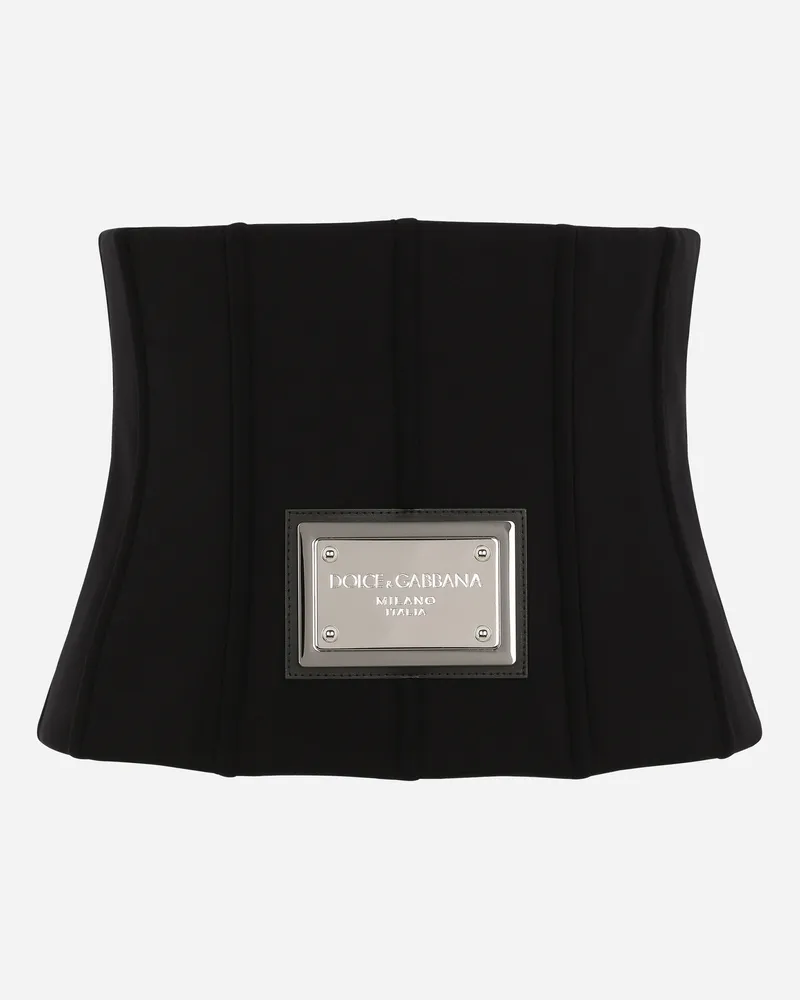 Dolce & Gabbana Bustier-gürtel Aus Funktionsjersey Mit Dg-plakette - Frau Gürtel Schwarz Stoff Schwarz