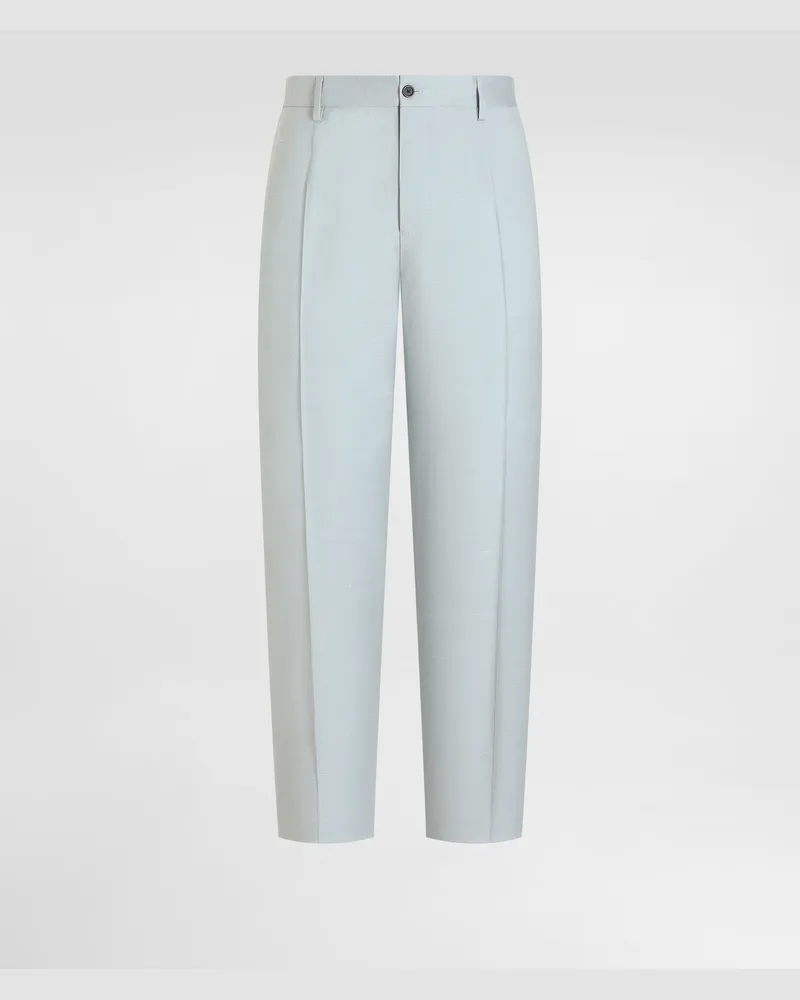 Dolce & Gabbana Shantung Viscose Trousers - Mann Hosen Und Shorts Hellblau Azurblau