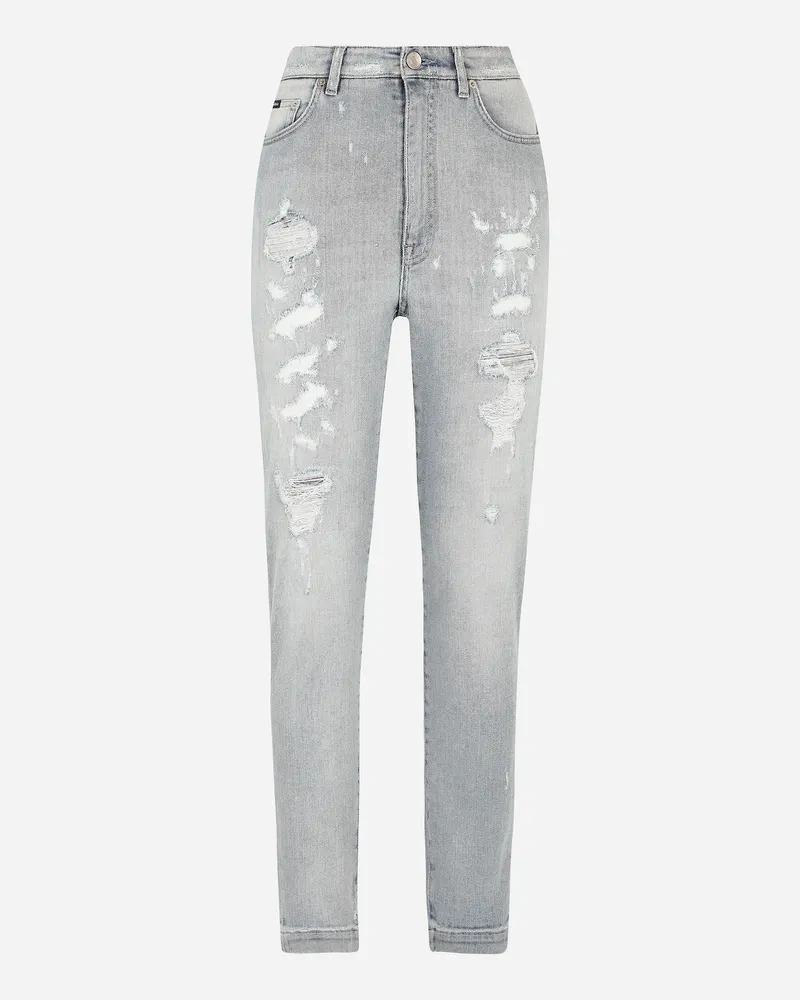 Dolce & Gabbana Grace Jeans Aus Hellblauem Denim Mit Rissen - Frau Denim Mehrfarbig Mehrfarbig
