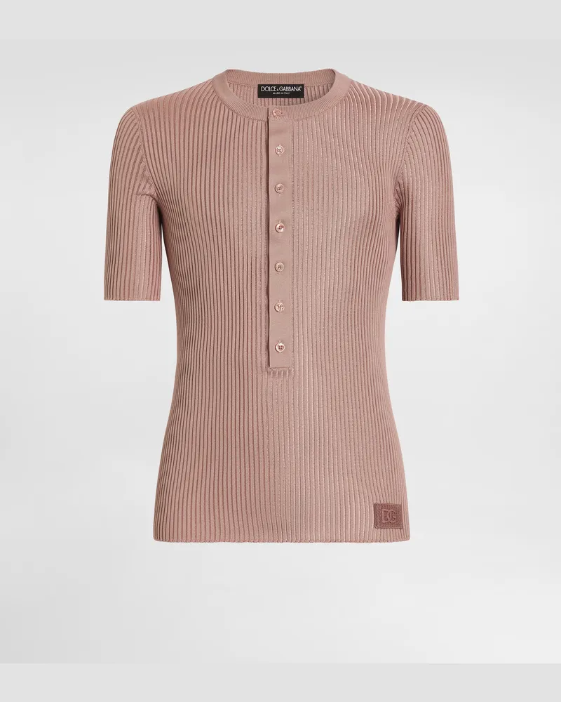 Dolce & Gabbana Pullover Serafino Aus Seide - Mann Strickwaren Rosa Rosa