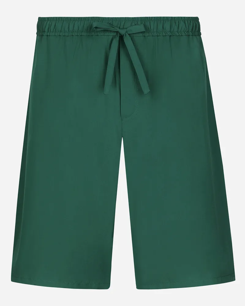 Dolce & Gabbana Jogging-bermudashorts Aus Baumwolle Mit Logoplakette - Mann Hosen Und Shorts Gr�n Baumwolle Mehrfarbig