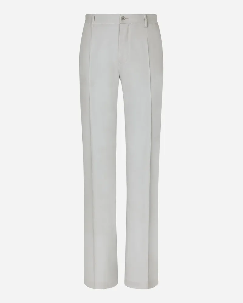 Dolce & Gabbana Twillhose Mit Geradem Bein Aus Wollstretch - Mann Hosen Und Shorts Grau Stoff Grau