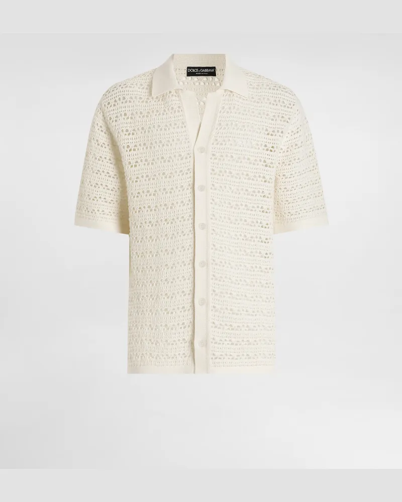 Dolce & Gabbana Crochet Shirt - Mann Strickwaren Wei White