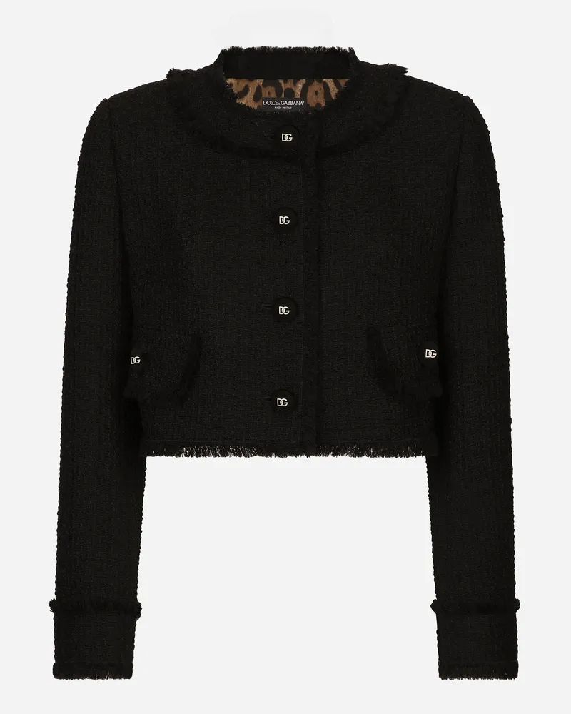 Dolce & Gabbana Kurzjacke Aus Raschel-tweed - Frau Blazer Schwarz Schwarz