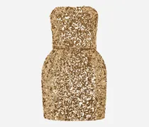 Kurzes Paillettenkleid Ohne Träger - Frau Kleider Gold