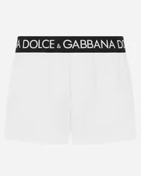 Dolce & Gabbana Kurze Bade-Boxershorts mit elastischem Logobund Weiss