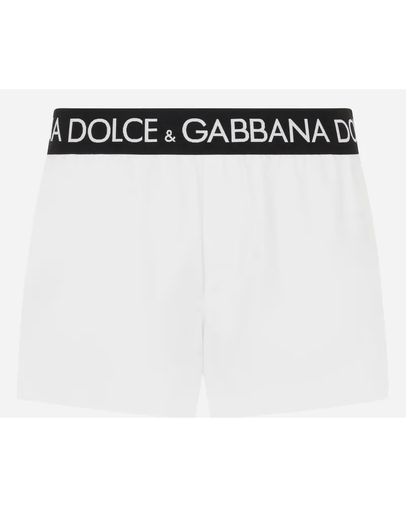 Dolce & Gabbana Kurze Bade Boxershorts Mit Elastischem Logobund Weiss