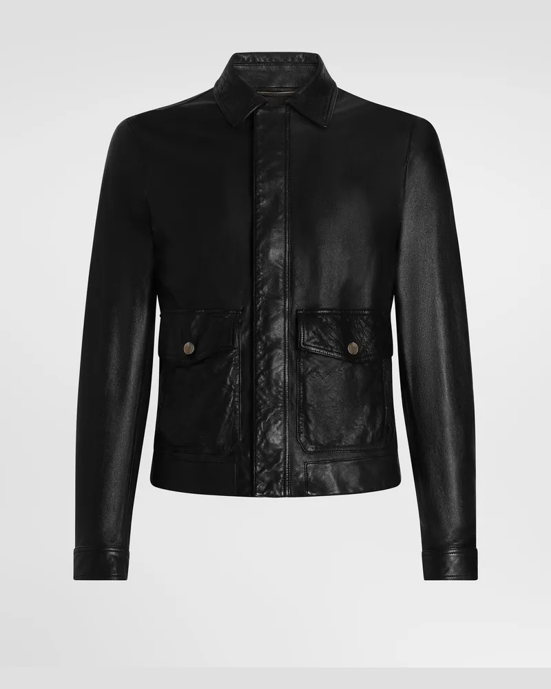 Dolce & Gabbana Lederjacke - Mann Mäntel Und Jacken Schwarz Schwarz
