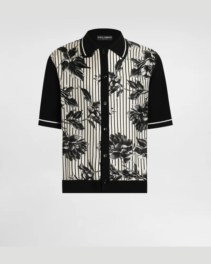 Dolce & Gabbana Silk And Cotton Shirt With Twill - Mann Strickwaren Multicolor Multicolor