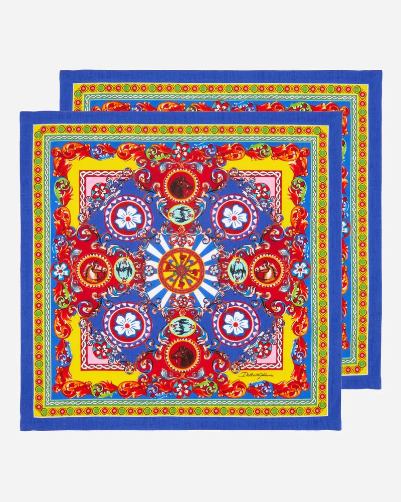 Dolce & Gabbana 2er-set Servietten Aus Leinen - Servietten Mehrfarbig Mehrfarbig