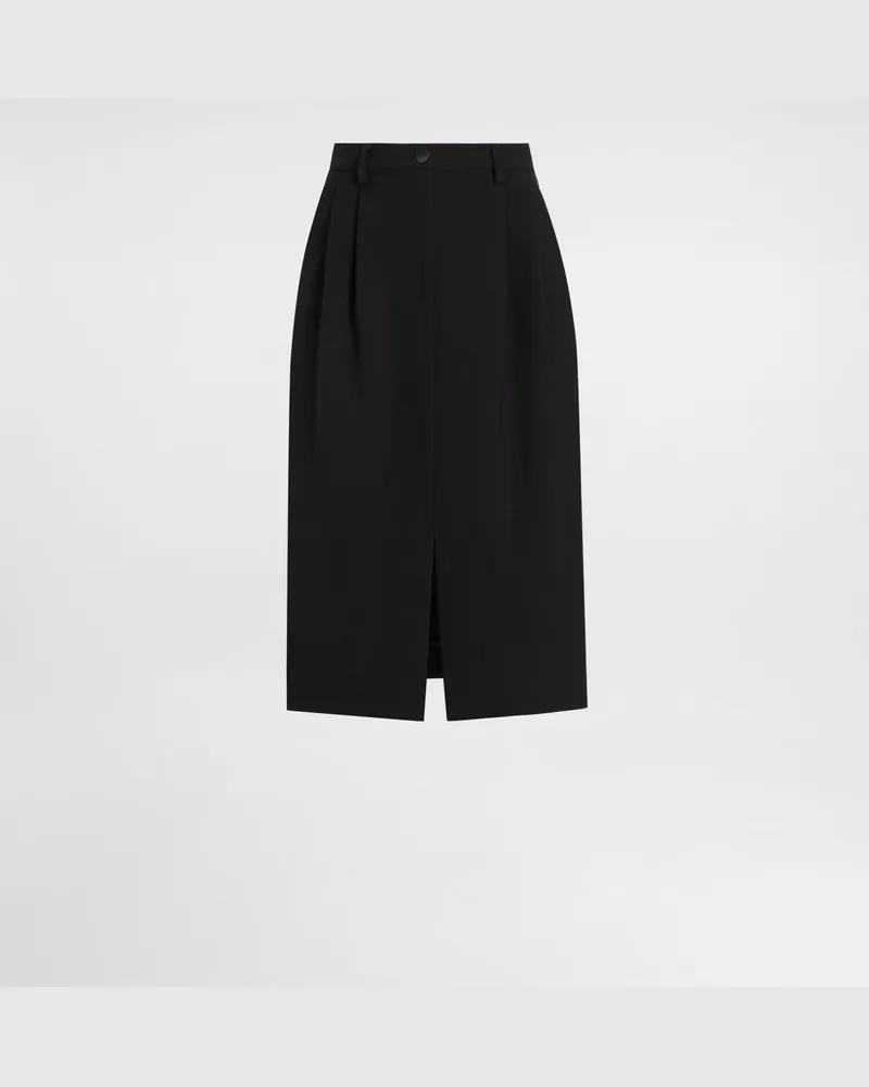 Dolce & Gabbana Midirock Aus Doppelkrepp Aus Wolle - Frau Röcke Schwarz Schwarz