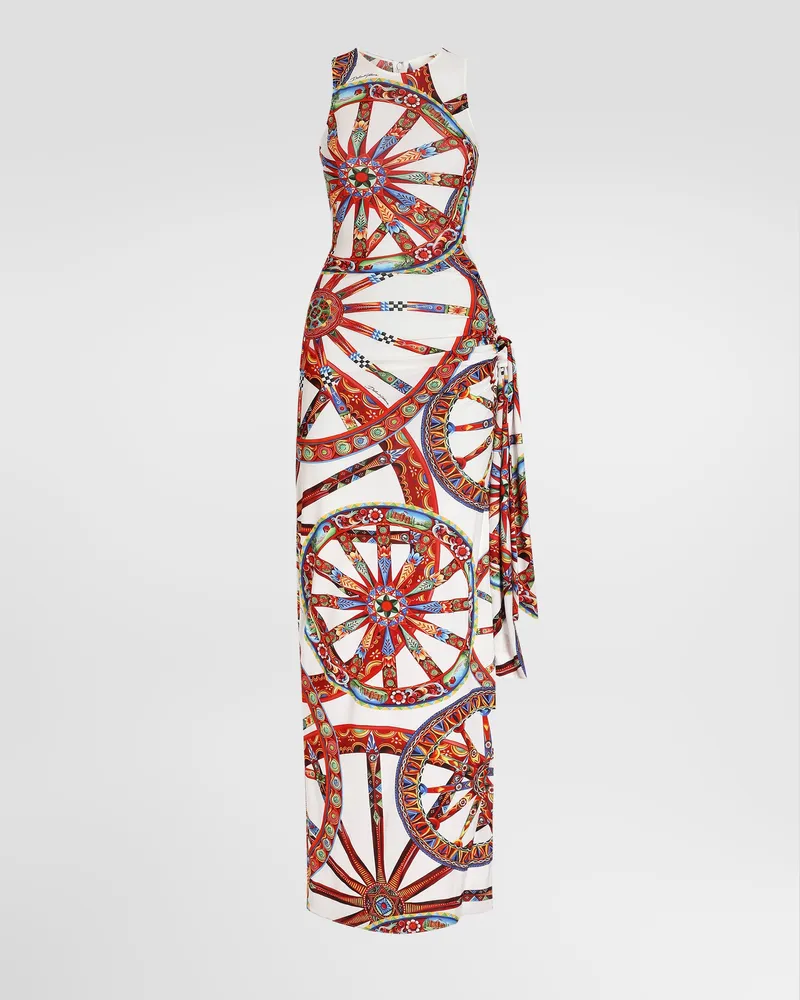 Dolce & Gabbana Jumpsuit Aus Viskosejersey Mit Carretto-print - Frau Kleider Multicolor Multicolor